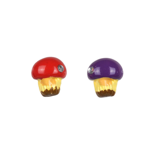 Bo Chaperon & Champignons Avec Deux Champignons Violet Et Rouge _X000D_ Earrings | YCC1091 - Les Nereides