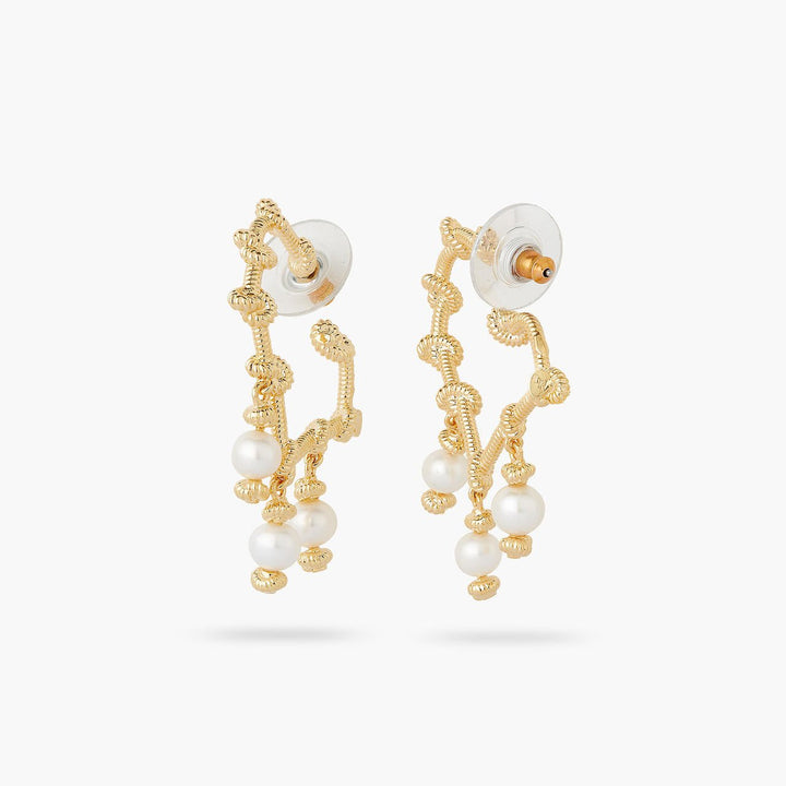 Boating Knots And White Pearl Hoop Earrings | AQMP1021 - Les Nereides
