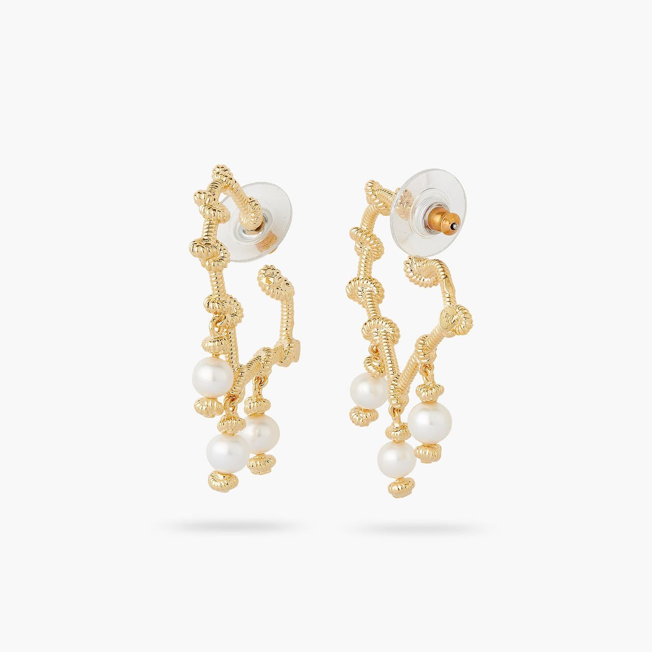 Boating Knots And White Pearl Hoop Earrings | AQMP1021 - Les Nereides
