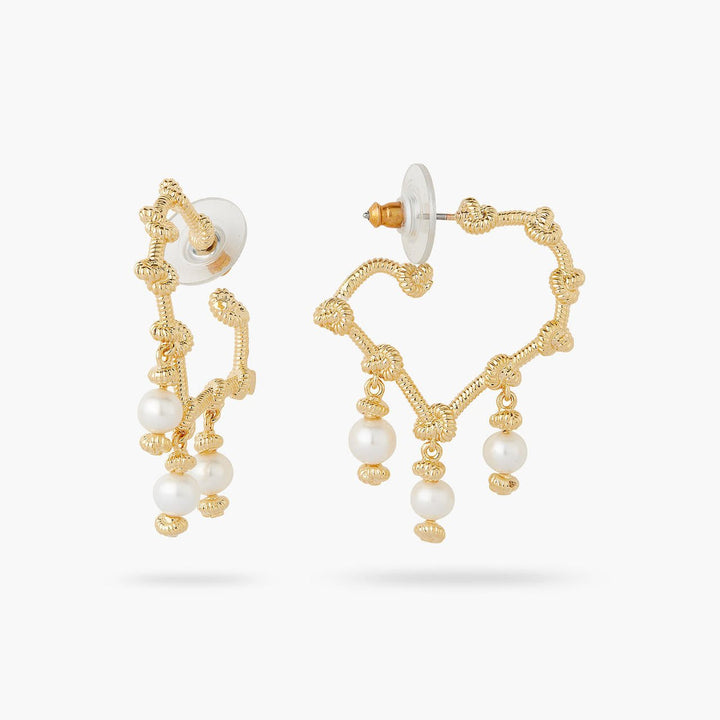Boating Knots And White Pearl Hoop Earrings | AQMP1021 - Les Nereides