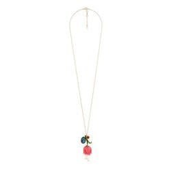 Botanique Energique Fanciful Bright Pink Tulip With Striped Cabochon Necklace | ACBE3011 - Les Nereides