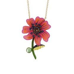 Botanique Energique Fuchsia Cosmos With Dark Anthers And Pink Cabochon Necklace | ACBE3041 - Les Nereides