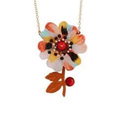 Botanique Energique Pastel Rainbow Flower With Pink Cabochon Necklace | ACBE3061 - Les Nereides