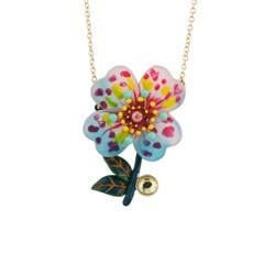 Botanique Energique Spotted Pink Primrose With Turquoise Anthers And Pink Cabochon Necklace | ACBE3021 - Les Nereides