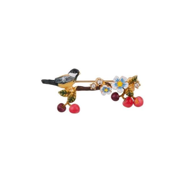 Brooch Chant Des Oiseaux Bird & Cherries Brooch | ADCO5011 - Les Nereides