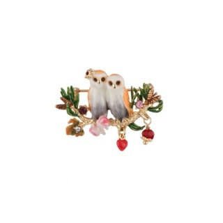 Brooch Clarte Nocturne Owls On A Branch W /Heart Brooch | AECN5011 - Les Nereides