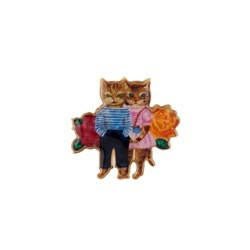 Brooch N2X Nathalie Lete Cat Couple W/Flowers Brooch | ADNL5041 - Les Nereides