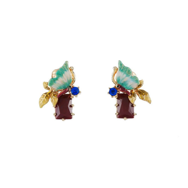 Butterfly And Red Stone Earrings | - Les Nereides