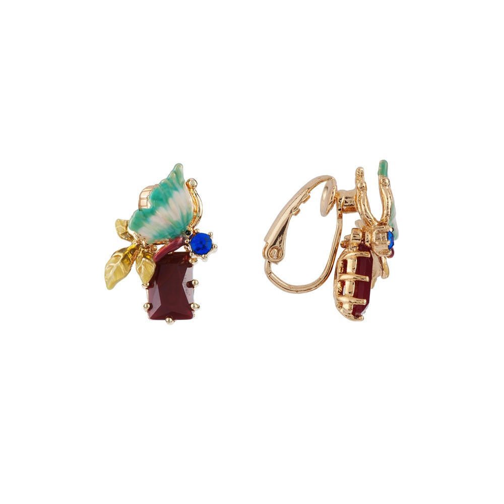 Butterfly And Red Stone Earrings | - Les Nereides