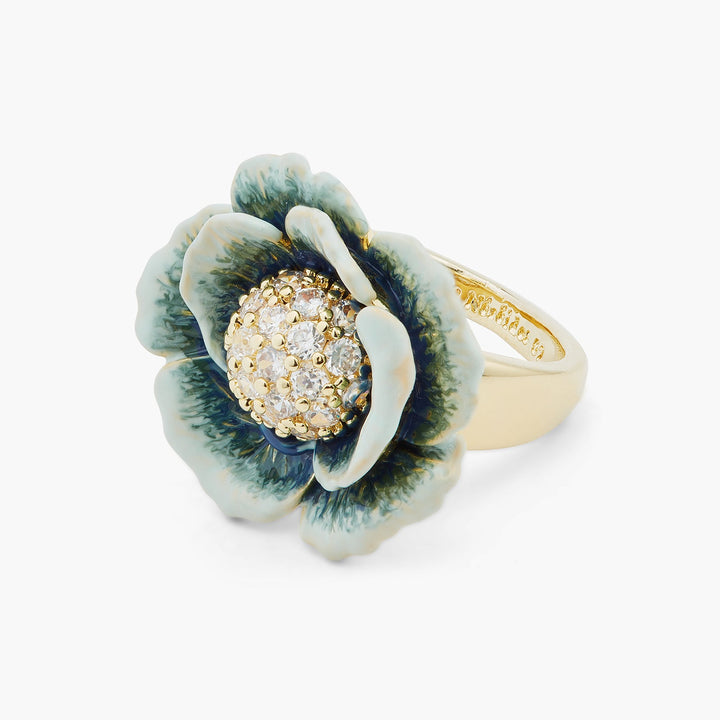 Cabbage Studded With White Crystal Cocktail Ring | ASPO6031 - Les Nereides
