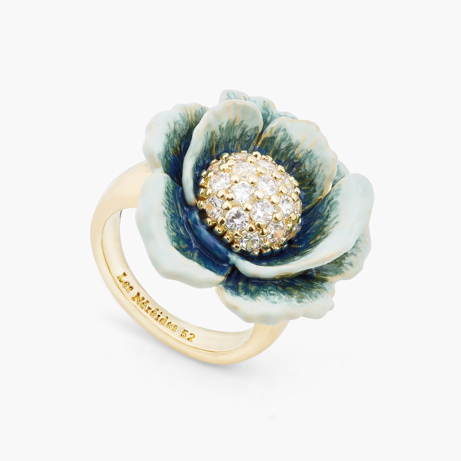 Cabbage Studded With White Crystal Cocktail Ring | ASPO6031 - Les Nereides
