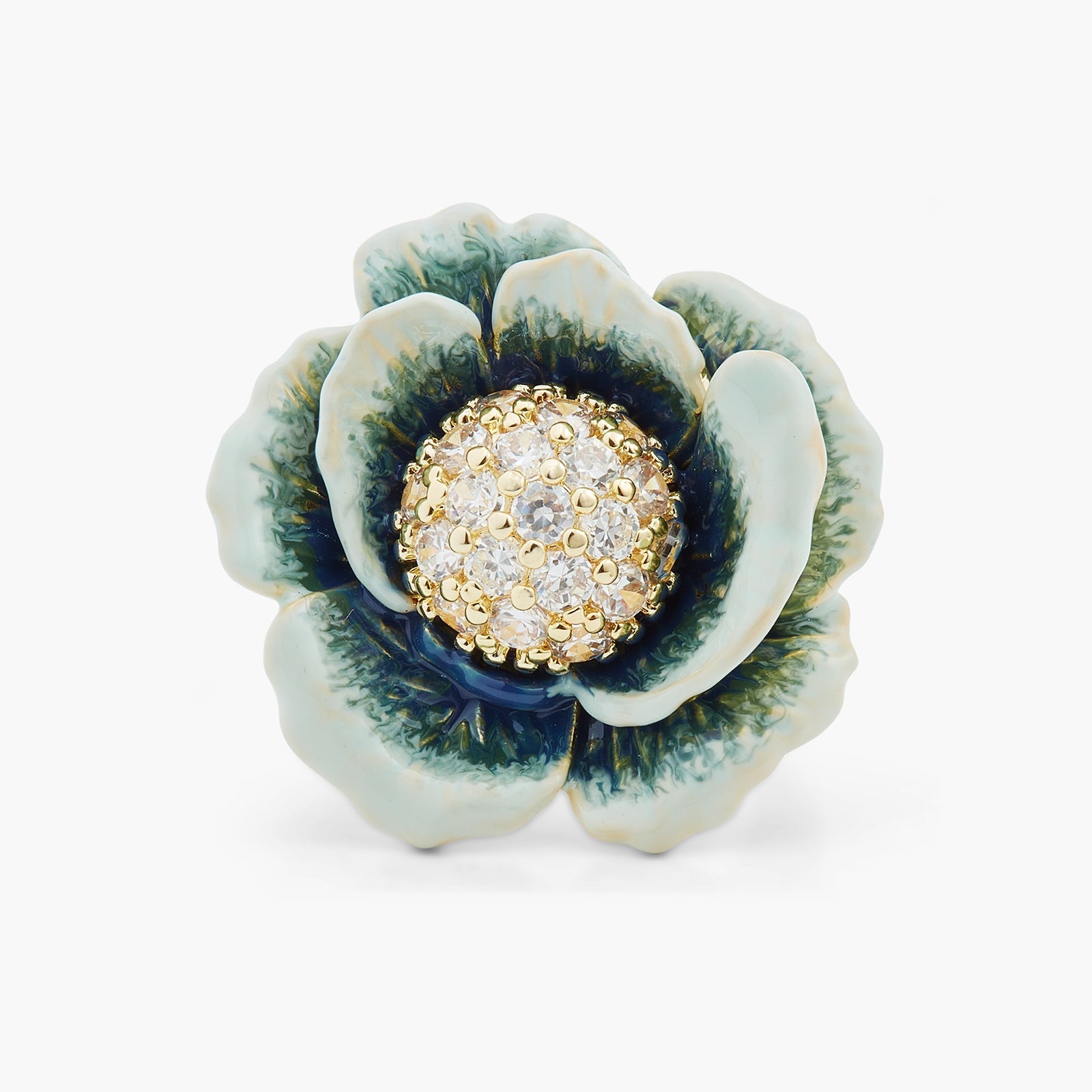 Cabbage Studded With White Crystal Cocktail Ring | ASPO6031 - Les Nereides
