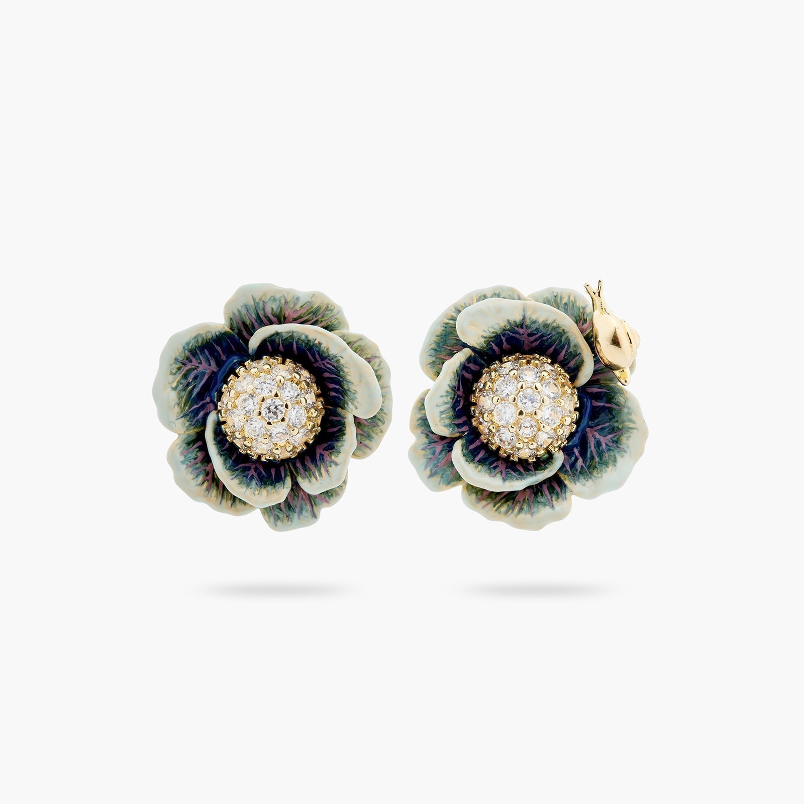 Cabbage Studded With White Crystal Earrings | ASPO1061 - Les Nereides