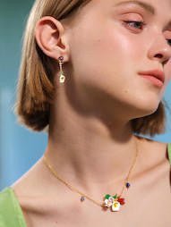 Calla And Blue Stone Dangling Earrings | AQJF1051 - Les Nereides