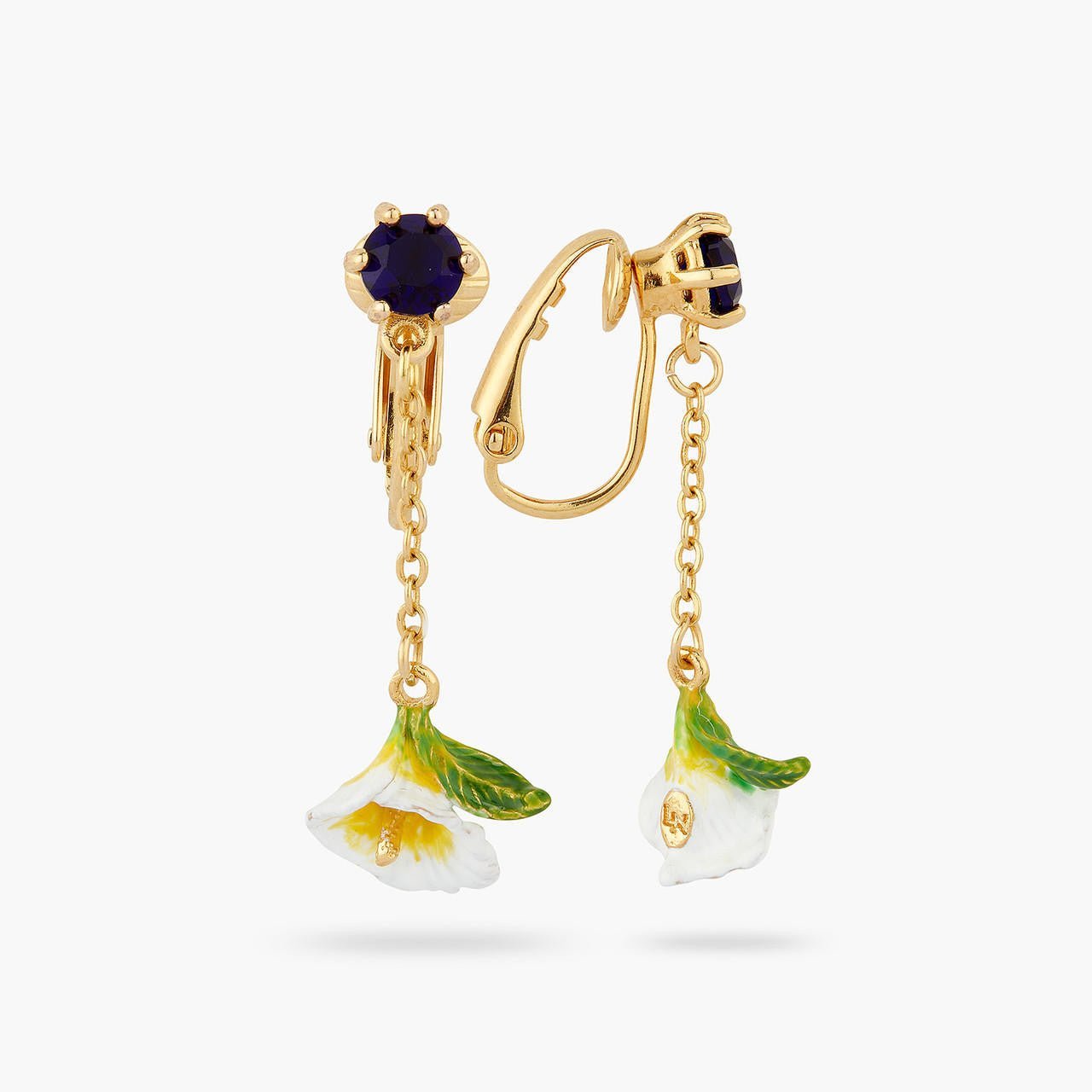Calla And Blue Stone Dangling Earrings | AQJF1051 - Les Nereides