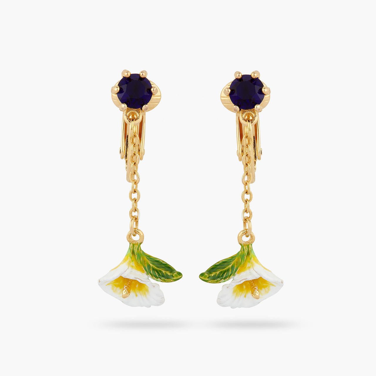 Calla And Blue Stone Dangling Earrings | AQJF1051 - Les Nereides