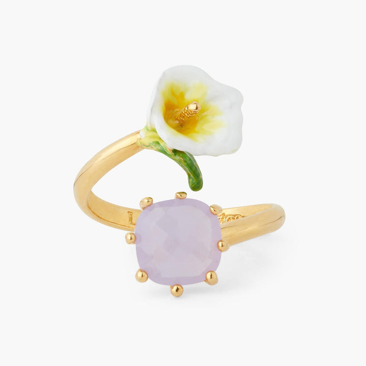 Calla And Pink Stone Adjustable Ring | AQJF6021 - Les Nereides