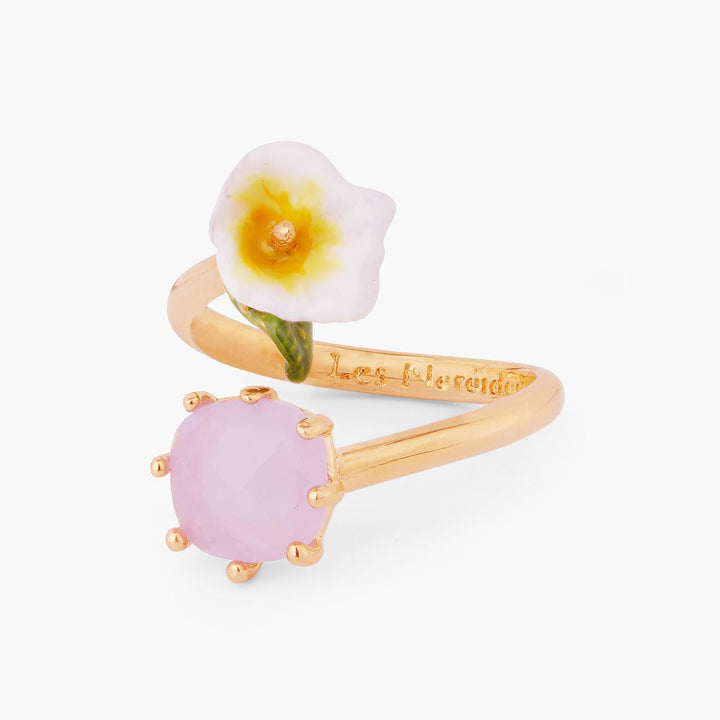 Calla And Pink Stone Adjustable Ring | AQJF6021 - Les Nereides