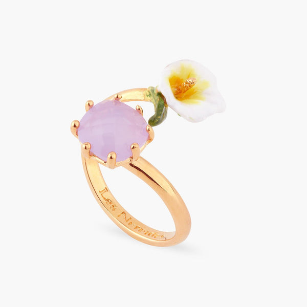 Calla And Pink Stone Adjustable Ring | AQJF6021 - Les Nereides