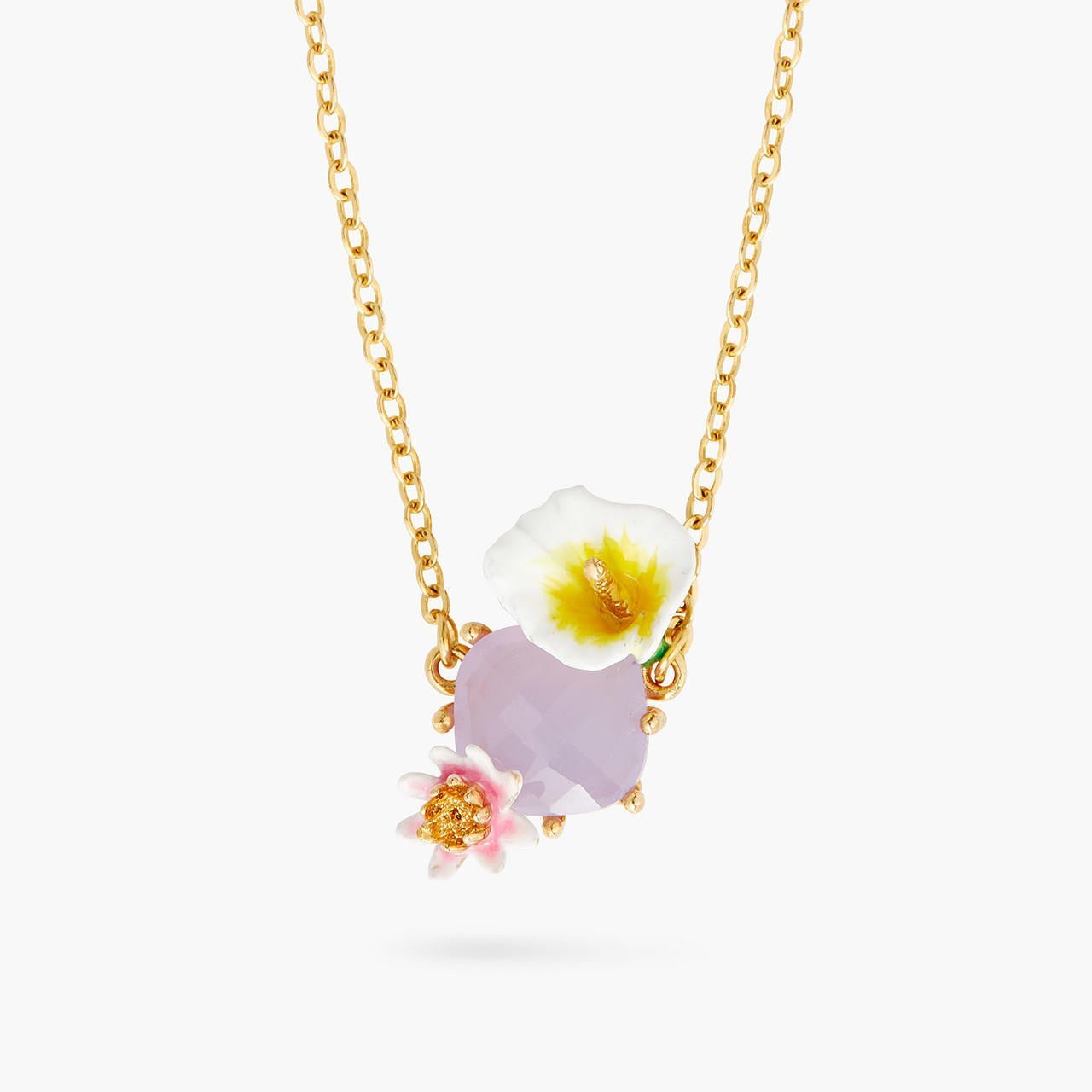 Calla And Pink Stone Statement Necklace | AQJF3051 - Les Nereides