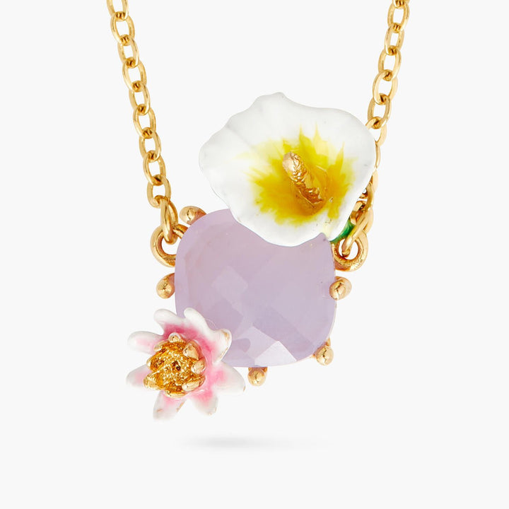 Calla And Pink Stone Statement Necklace | AQJF3051 - Les Nereides