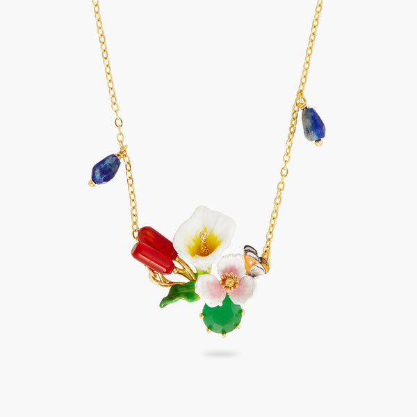 Calla, Reeds And Green Stone Statement Necklace | AQJF3021 - Les Nereides
