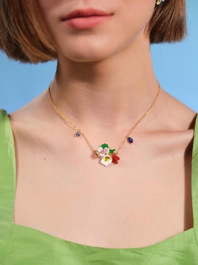 Calla, Reeds And Green Stone Statement Necklace | AQJF3021 - Les Nereides