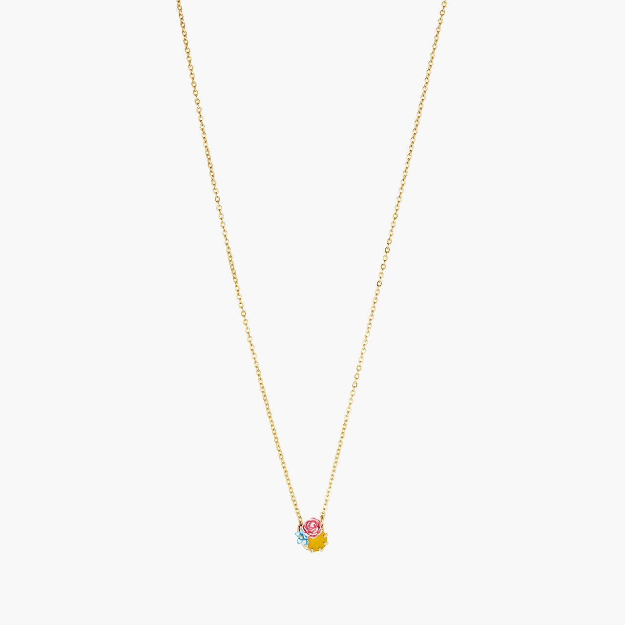 Campanula And Peonies On Faceted Crystal Thin Necklace | ANLA3031 - Les Nereides
