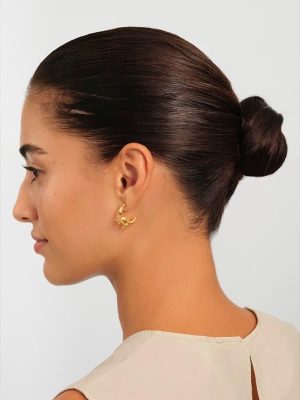 Cancer Astrological Sign Hoop Earrings | APPV1041 - Les Nereides