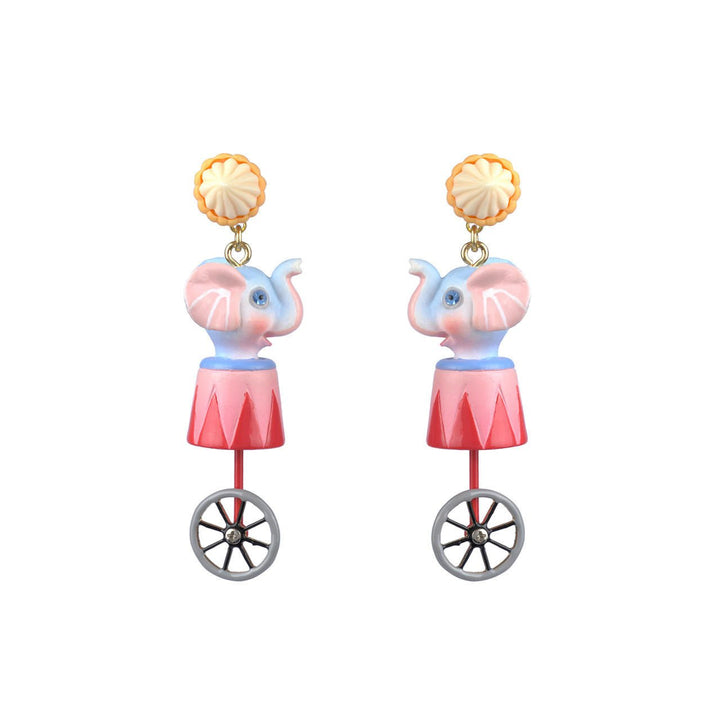 Candy Monster Elephant Riding Unicycle Earrings | ABCM1131 - Les Nereides
