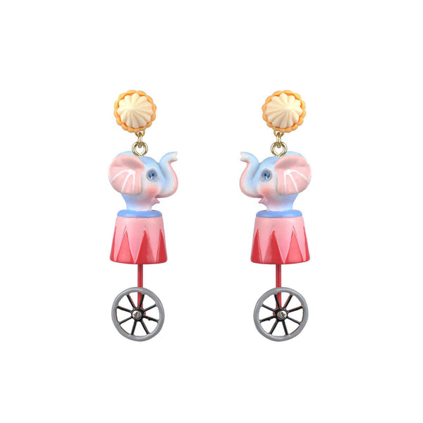 Candy Monster Elephant Riding Unicycle Earrings | ABCM1131 - Les Nereides