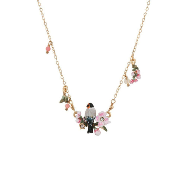 Chant Des Oiseaux Bird And Pink Buds Necklace | ADCO3091 - Les Nereides