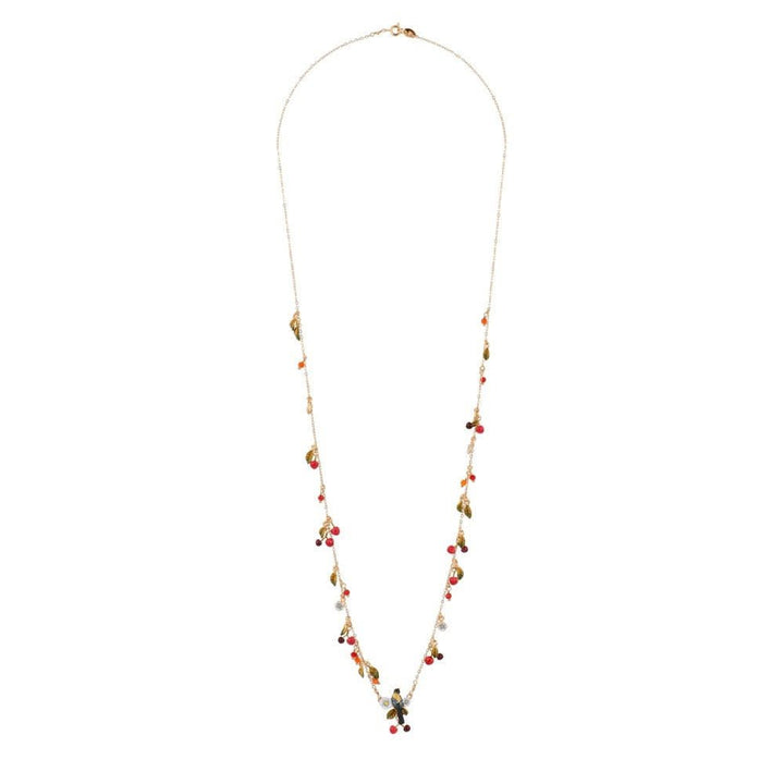 Chant Des Oiseaux Bird, Cherries & Beads Necklace | ADCO3051 - Les Nereides