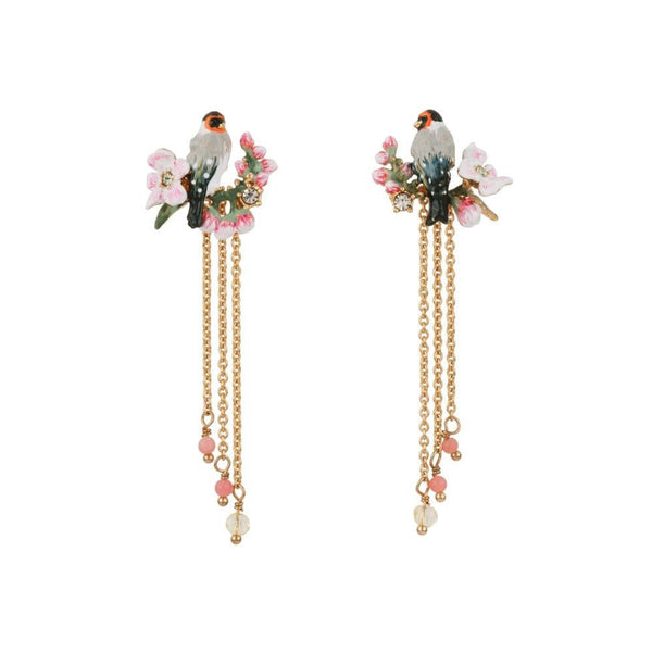 Chant Des Oiseaux Bird, Cherry Blossoms & Chains Earrings | ADCO108T/1 - Les Nereides