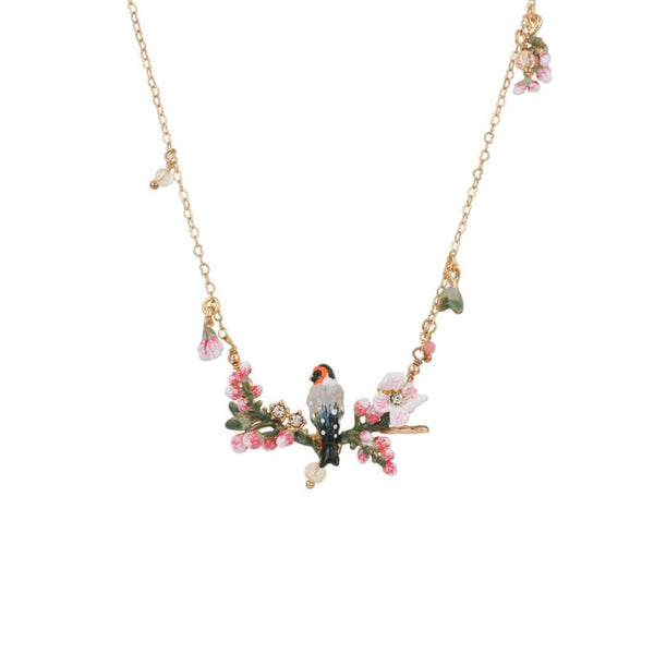 Chant Des Oiseaux Bird On A Branch, Cherry Blossoms Necklace | ADCO3081 - Les Nereides