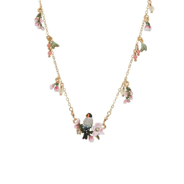 Chant Des Oiseaux Bird, Pink Buds & Cherry Blossoms Necklace | ADCO3101 - Les Nereides