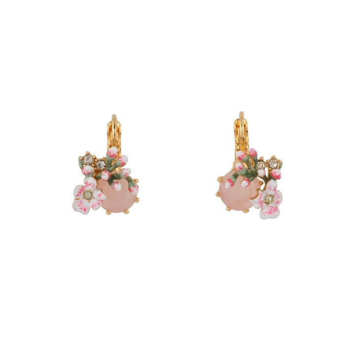 Chant Des Oiseaux Pink Crystal Stone & Cherry Blossoms Earrings | ADCO112T/1 - Les Nereides