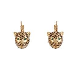 Charmant Felin Panther Head Gold Earrings | ACCF1041 - Les Nereides