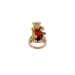Charmant Felin Panther, Large Ruby Crystal Stone T.50 Gold Rings | ACCF601/11 - Les Nereides