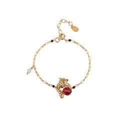 Charmant Felin Panther, Small Ruby Crystal Stone Gold Bracelet | ACCF2011 - Les Nereides