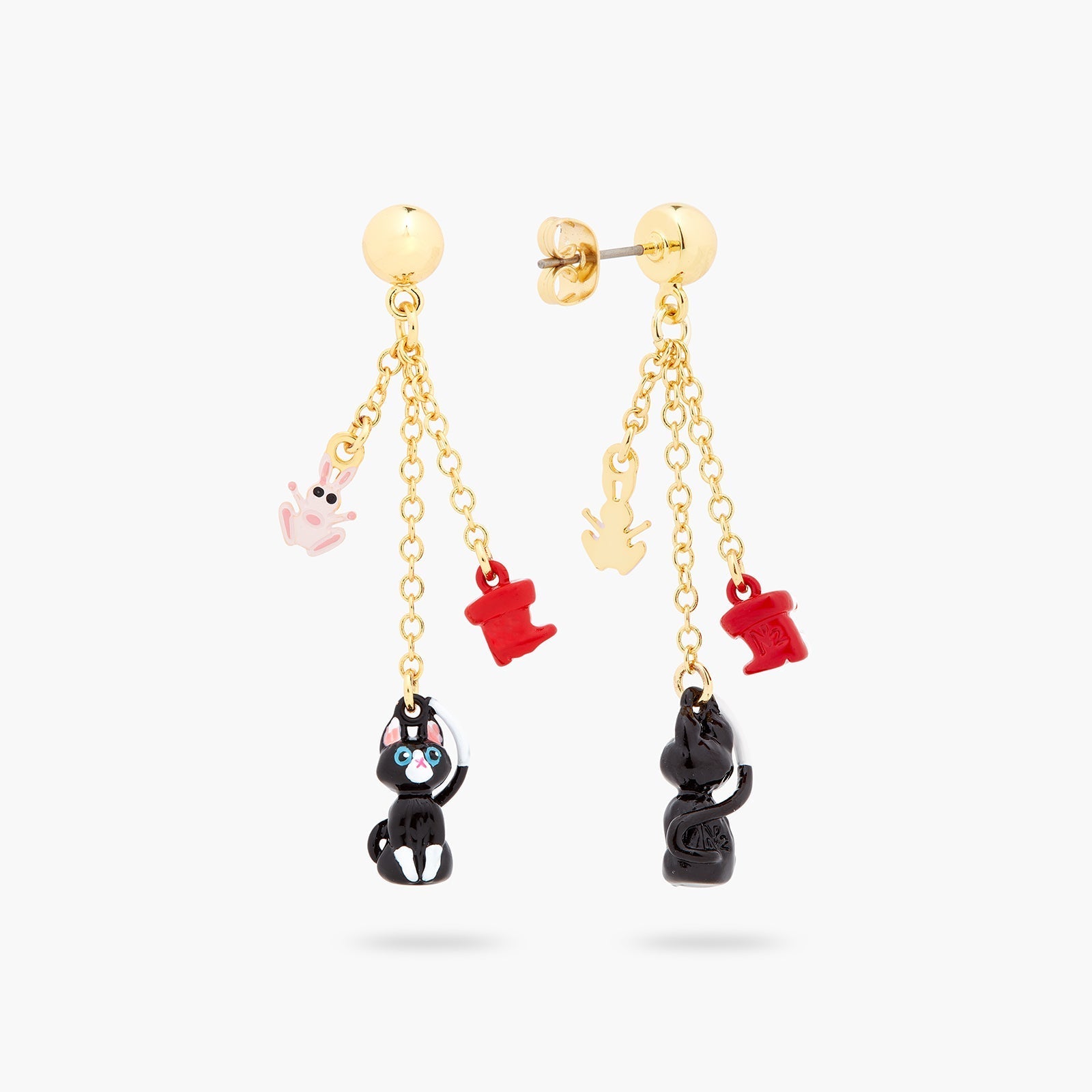 Charming Cat And Red Boots Dangling Earrings | ASCC1021 - Les Nereides