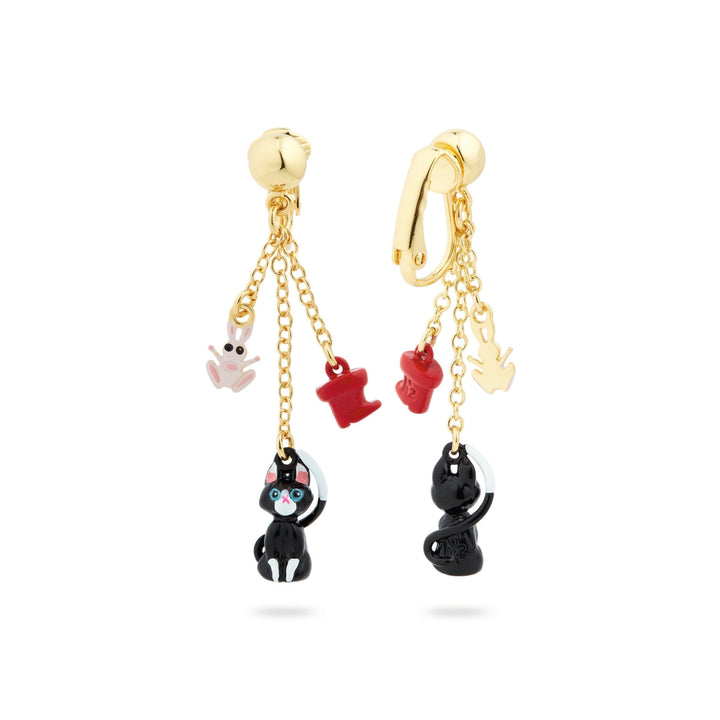 Charming Cat And Red Boots Dangling Earrings | ASCC1021 - Les Nereides