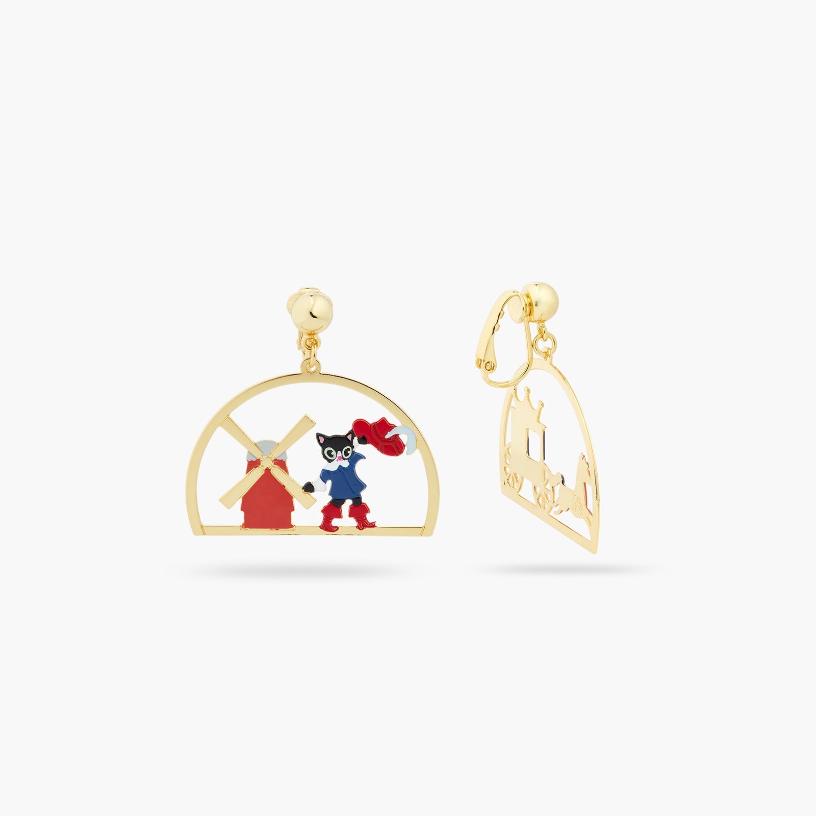 Charming Cat And Windmill Earrings | ASCC1011 - Les Nereides