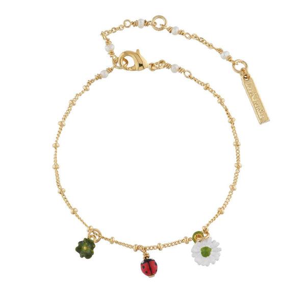 Charms With Clover, Ladybug And Daisy Bracelet | AIPR2031 - Les Nereides