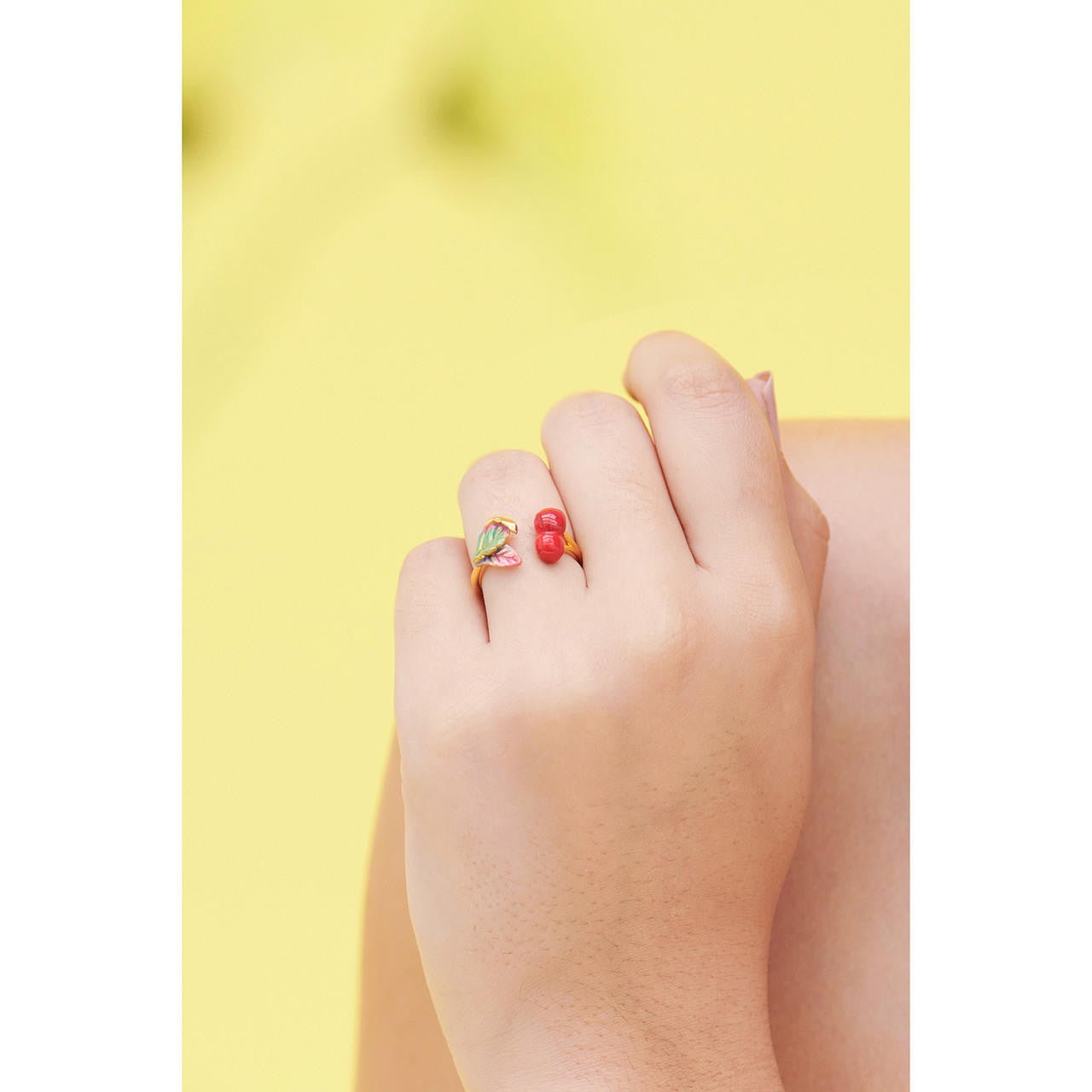 Cherries And Leaves Adjustable Rings | ANCE6011 - Les Nereides