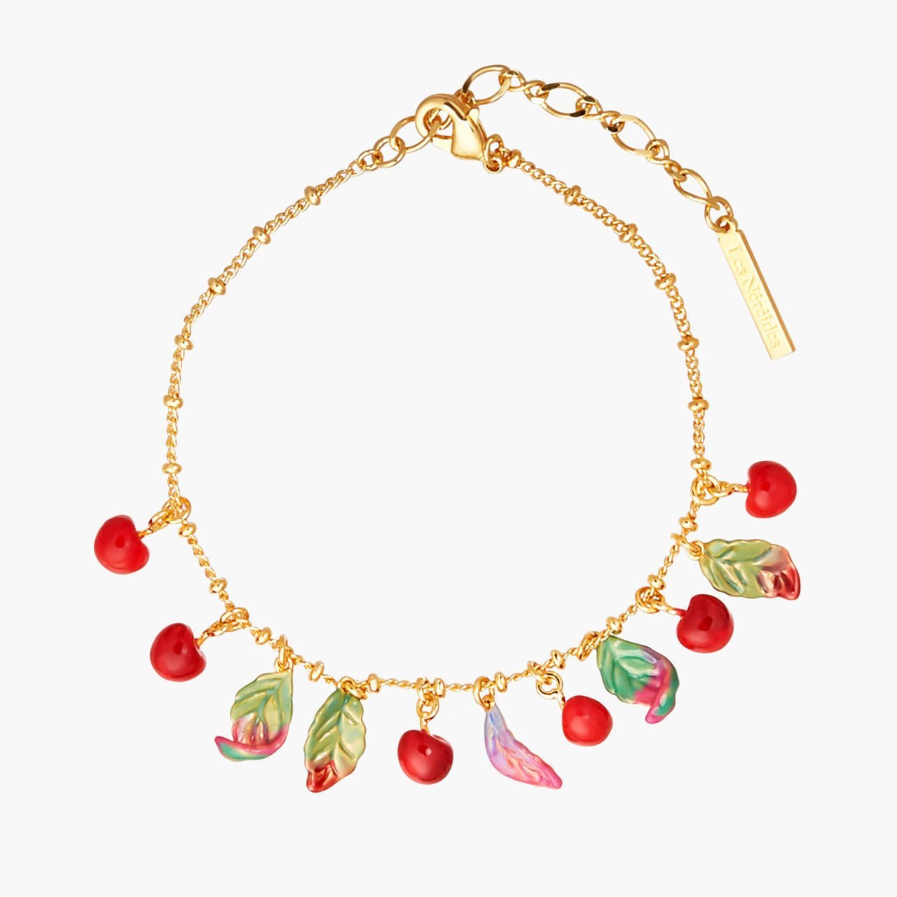 Cherries And Leaves Charm Bracelet | ANCE2031 - Les Nereides