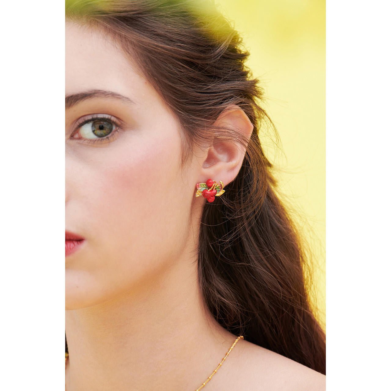 Cherries And Leaves Earrings | ANCE1031 - Les Nereides
