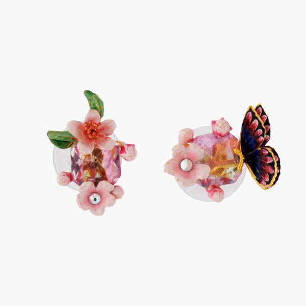Cherry Blossom And Japanese Emperor Butterfly Earrings | ANHA1011 - Les Nereides