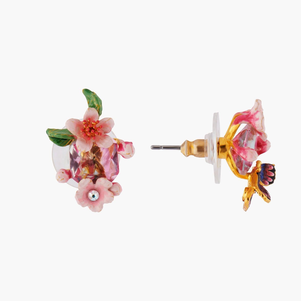 Cherry Blossom And Japanese Emperor Butterfly Earrings | ANHA1011 - Les Nereides