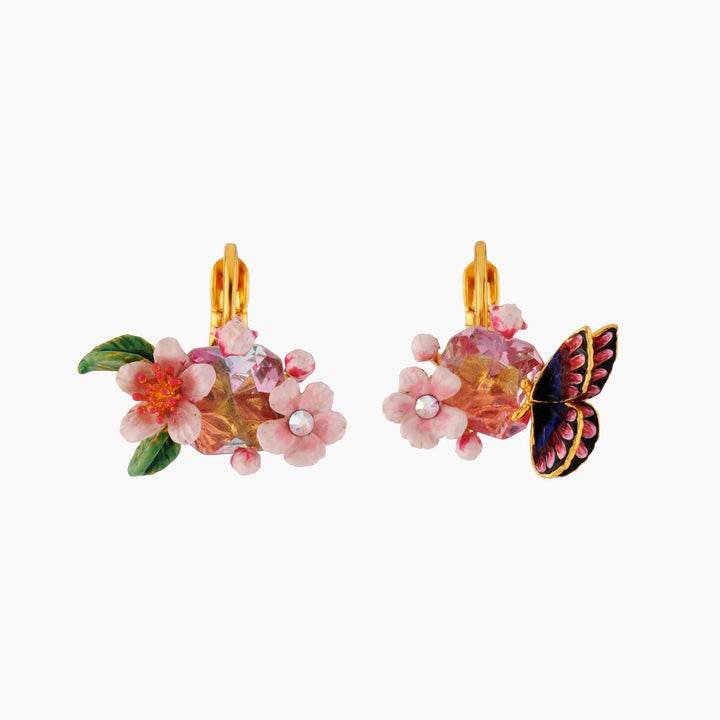 Cherry Blossom And Japanese Emperor Butterfly Earrings | ANHA1011 - Les Nereides